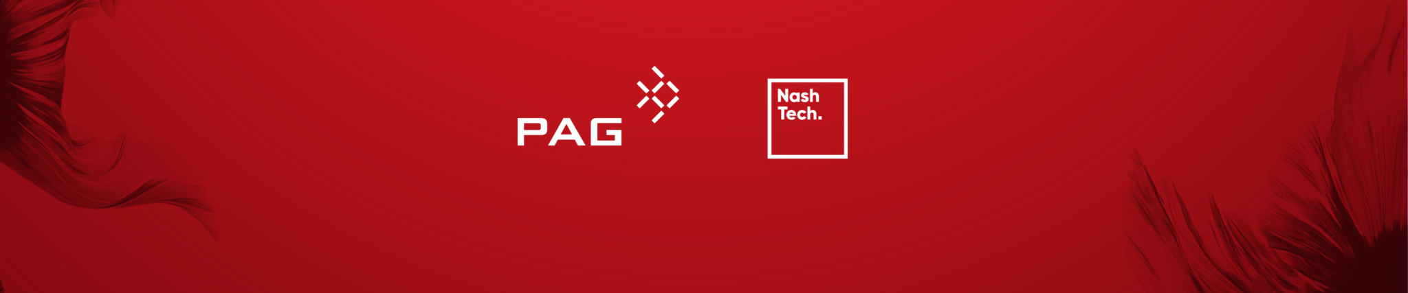 PAG and NashTech logos on a red background